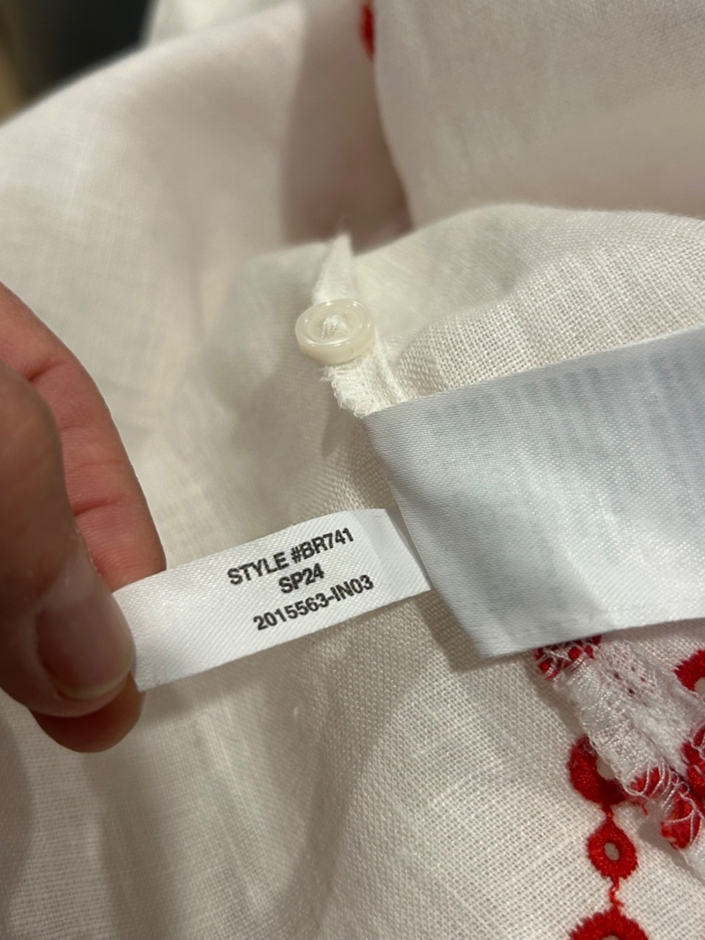 J. Crew Bungalow Red Embroidered White Linen Tunic. Women's Size Large - Picture 15 of 16